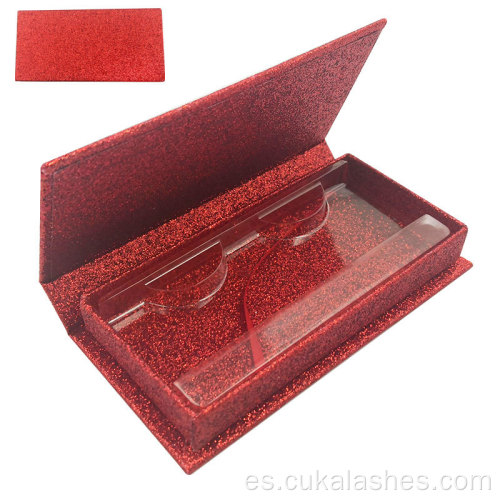 Red Redelash Box Rectangle Glitter Las pestañas
